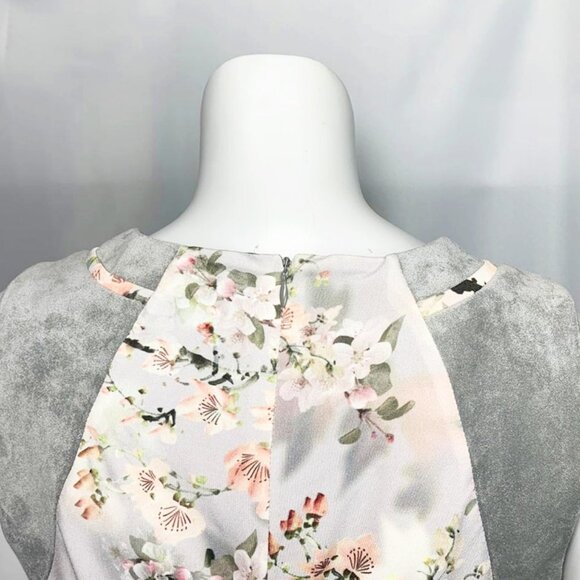 CALVIN KLEIN Cherry Blossom Print Top With Faux Suede Shoulders - Picture 5 of 6